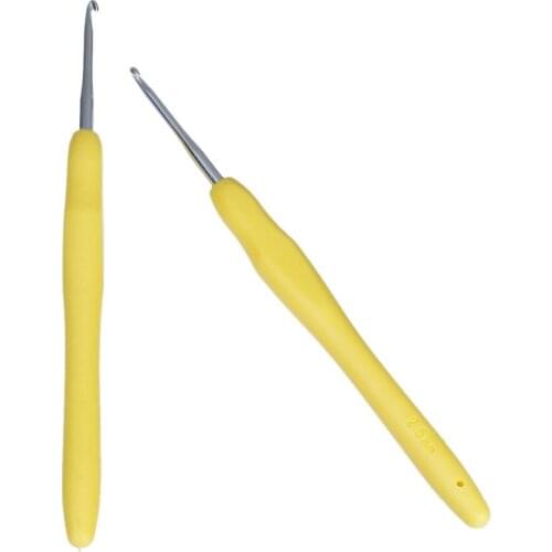 3PCs/Set TPR Aluminum Crochet Hook Set Hand Sewing For Crocheting Yellow Grip Handle DIY Home Supplies Tool 13.7cm (5 3/8") long