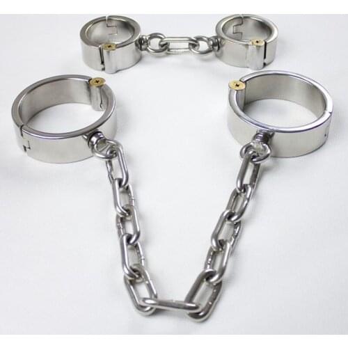 Stainless Steel Kit Hand Ankle Cuffs Metal Bdsm Bondage Set Adult Games Slave Restraints Torture Handcuffs Sex Toys For Couples
