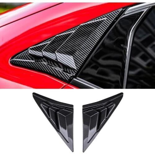 ABS Rear Quarter Panel Window Side Louvers Black Carbon Fiber Color Vent Decal Cover For Honda Civic Type R Hatchback 2020 2021