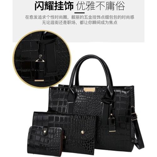 New Women 's Bag 2021 Fashion Classics Retro Crocodile Pattern Three - Piece Shoulder Messenger Bag for Women Composite Bag