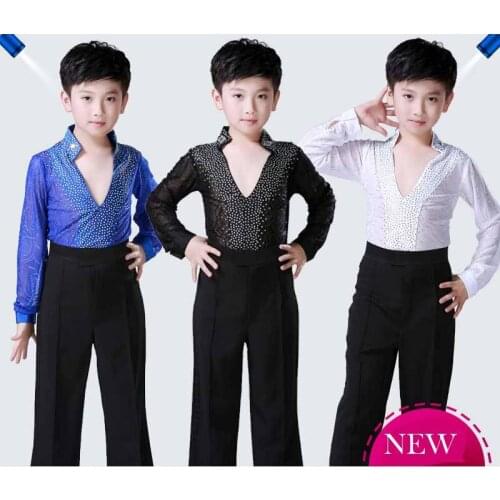 NEW 1 set(shirts+trousers) latin dance costume boys dance wear practice latin boys kids dance set