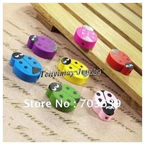 Wholesale 200pcs Cute Beetle Shape Wooden Beads For Kid DIY Free Shipping