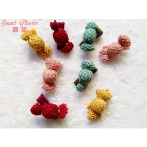Wholesale Boutique 20pcs Fashion Cute Crochet Candy Hairpins Solid Kawaii Cartoon Hair Clips Hair Accesscories Princess Headwear