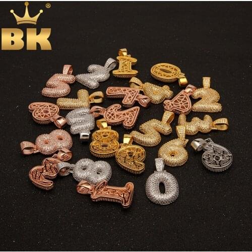 Single Bubble Numbers 0-9 Necklace& Pendant Cubic Zirconia Rose Gold Color Hiphop Fashion Jewelry Men/Women