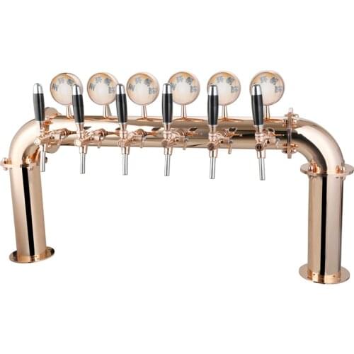 TWELVETAP Stainless steel Beer Tower With 6 Tap With Led Light beer Medallion Door Shape 6 lines Small beer column Drink Filling