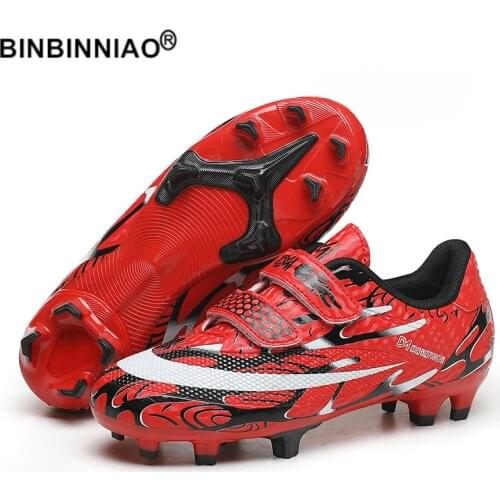 BINBINNIAO Professional Soccer Shoes Boys Girls Students Football Boots Kids TF AG Cleats Sport Sneakers size 28-39