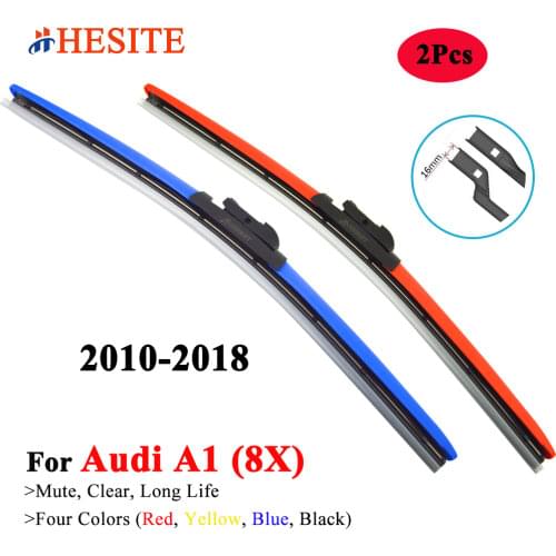 HESIET Color Car Front Windshield Hybrid Wiper Blades 2Pcs Brackless Wipers Red Blue Black Yellow 5A Natural Rubber Mute Clear