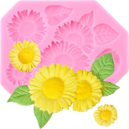 Sunflower Silicone Mold Flower DIY Wedding Cupcake Topper Fondant Cake Decorating Tools Chocolate Gumpaste Candy Resin Moulds