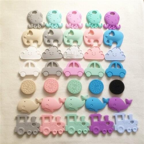 Chenkai 5PCS BPA Free Silicone Teether Baby Pacifier Dummy Teething Chewable Pendant Nursing Necklace Jewelry Accessories