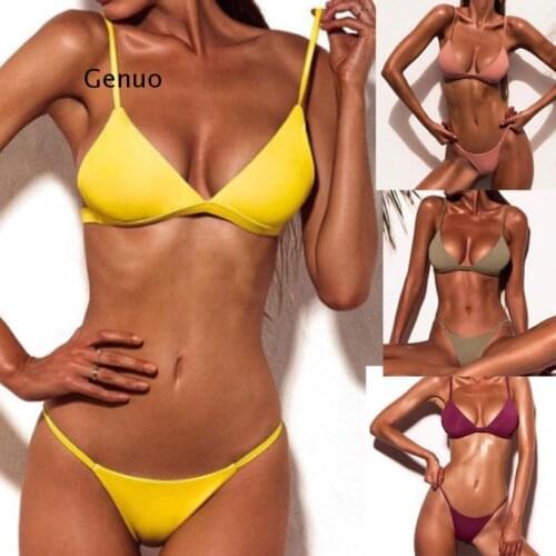 Sexy Triangle Bikini Set New Women Solid Bathing Suit Swimwear Summer Beach Wear Female Low Waist Red Swimsuit Biquini Bikinis