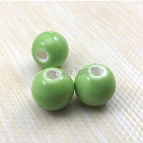 Light Green 10mm Ceramic Loose Beads For DIY 100pcs/lot Free Shipping