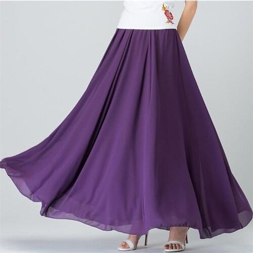 2020 Spring Autunm plus size maxi chiffon skirts brand Bohemia Pleated maxi Skirts M-6XL 7XL Ukraine streetwear Summer skirts