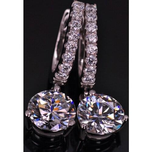 TEST POSITIVE 1Ct 6.5mm each G-H Moissanite Diamond Earrings Jewelry 925 Sterling Silver Anniversary Wedding Earrings