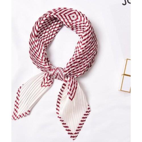 Yishine Wrinkle Neck Scarf Womens Stripes Prints Fashion Crepe Kerchief Scarves New Headband Crumple Handlebag Wraps Scarf