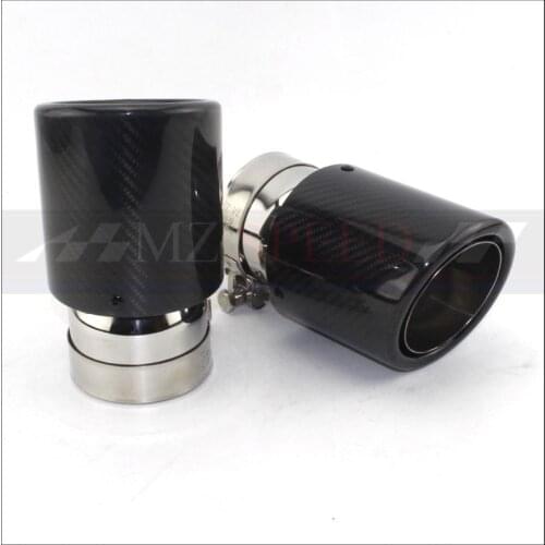 1 PCS exhaust pipe muffler carbon fibergrade curled glossy 165 mm long tail black stainless steel for BMW car exhaust pipe