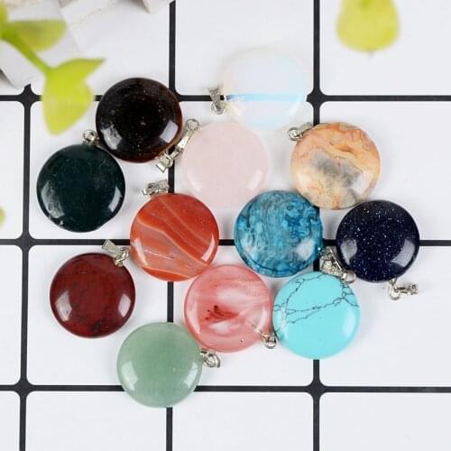12pcs/lot Wholesale Assorted Mixed Natural Stone Moon Sun Square Round Waterdrop Pendants Charms Fit Necklaces Jewelry Making