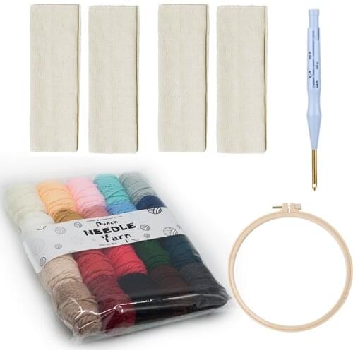 20 Colors DIY Punch Needle Embroidery Yarn Soft Milk Cotton Yarn Punch Needle Tool Set Baby Wool Yarn for Knitting