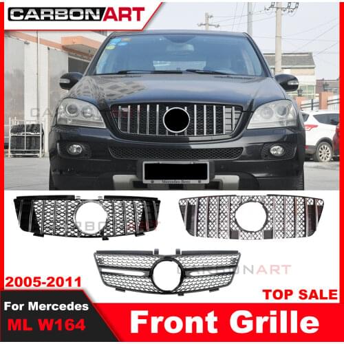 Front bumper Diamond grille For Mercedez ML class ML250 W164 Diamond Grille ML300 ML350 ml400 2005 2006 2007 2008 2009 2011