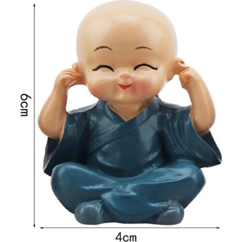 4Pcs Lovely Resin Statues Monks Creative Crafts Home Decoration Auto Accessories