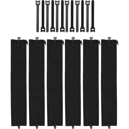 6 Pack Cable Management Sleeve with 12Pcs Cable Tie Cord Organizer Cable Cover Wrap Wires Hider System with Zipper