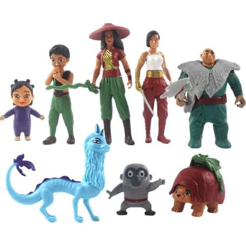 8pcs/set New Raya and The Last Dragon PVC Toy Set Disney Anime Figures Princess Raya Doll Gifts for Boys Girls