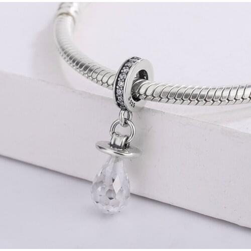 925 Sterling Silver CZ Zircon Sparkling Childrens Pacifier Pendant Charm Bracelet DIY Jewelry Making For Original Pandora