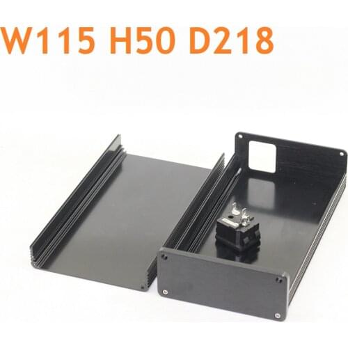 Full Black Mini Size Rear Stage Aluminum Case Power Tube Amplifier Supply Chassis PSU Box DIY Audio Enclosure W115 H50 D218