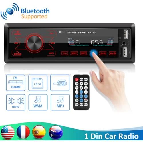 VODOOL M10 Car Radio 1DIN In-Dash Bluetooth Autoradio Touch Key Remote Control Stereo Auto Audio Car MP3 Player USB/TF/AUX-IN