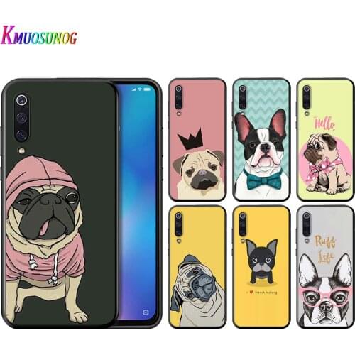 French Bulldog Dog For Xiaomi Mi Poco X3 NFC Note 10 Ultra 5G 9 9T SE 8 A3 A2 A1 5X 6X Play F1 Lite Black Phone Case