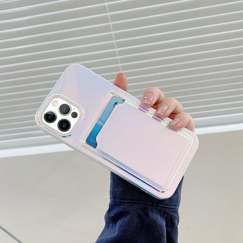 Tobebest Color Laser Card Holder Phone Cases for iPhone 12 Pro Max 11 Pro Max X XS XR 7 8 Plus SE2020 Shell