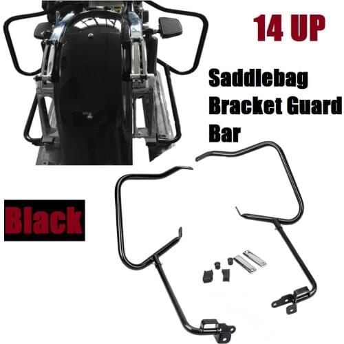 Black Saddlebag Bracket Guard Bar Set for harley Touring Electra Glide Road King 14-17