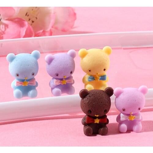 10-50Pcs Cartoon Bowknot Bear Resin Decoration Crafts Handmade Earrings Jewelry Pendant DIY Miniature Carving Toys Accessories