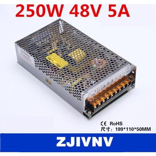 Factory price 250W 48V 5A SMPS single output switching power supply for LED Strip light, led power supply CCTV cami, S-250-48