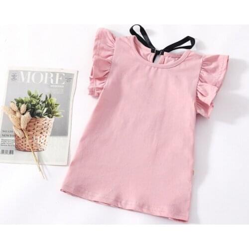 Girls summer new cotton short-sleeved T-shirt Girl fashion sweat-absorbent breathable t-shirt Girls striped bottoming T-shirt