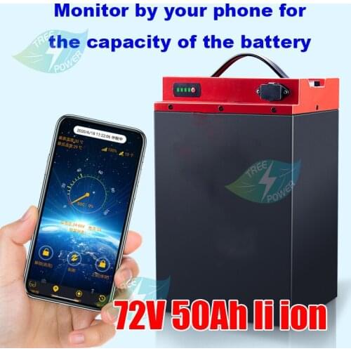 72V 50Ah lithium li ion battery built-in BMS bluetooth APP for 3000W 7200W golf cart e-scooter EV forklift +5A Charger