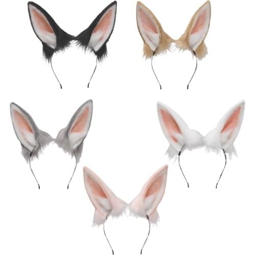 Lolita Plush Hair Hoop Rabbit Ears Headwear Furry Hairband Cute Headpiece Anime Kitty Fancy Dress Cosplay Accessories