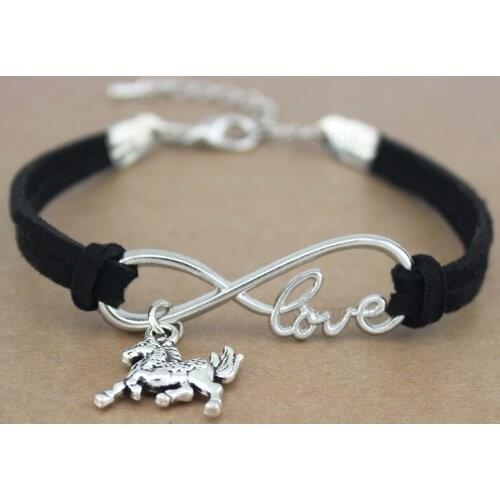 Horse Mustang Horseshoe Charm Bracelets Animal Heart Infinity Love Women Men Girl Boy Unisex Jewelry Gift Many Styles