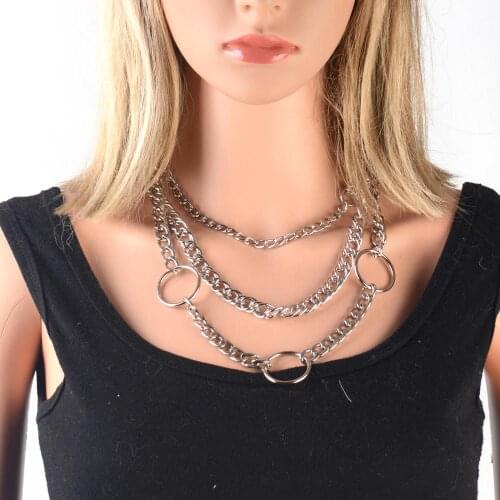 Fashion Handmade Women Men Dancer Punk Gothic Hip-hop Metal Choker Circle Necklace Collar Choker Chains Party Jewelry
