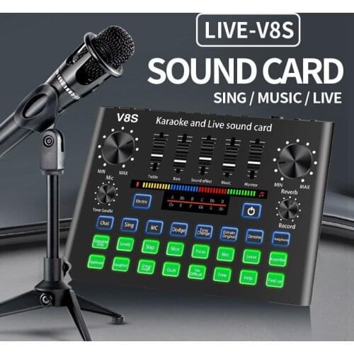 V8S Phone Sound Card Set Bluetooth Microphone Live Broadcast Equipment Computer Universal Microphone Voice Changer