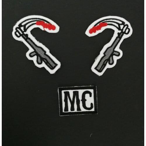 Sons of Biker motor Sickle Patches is embroidered Iron On Vest jacket Anarchy Patches for Harley Motorcycle Jacket PATCHES badge