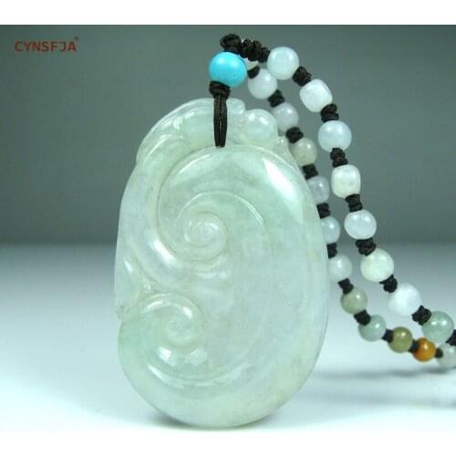 CYNSFJA Real Certified Natural A Grade Burmese Jadeite Charms Amulets Ruyi Jade Pendant Ice High Quality Hand Carved Best Gift