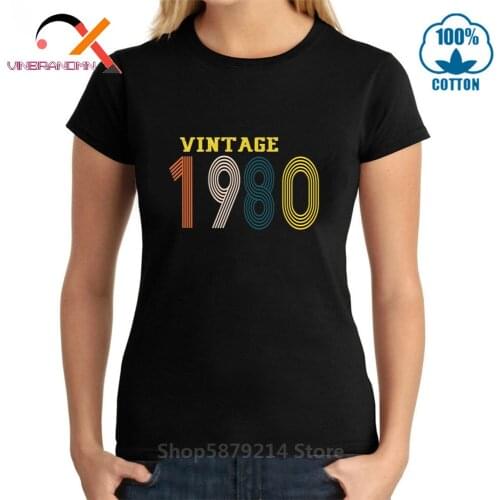 New Fashion 1980 Vintage Year T-Shirt Born 1980 Birthday Gift Top Tee Shirt Unisex Family Group Party Tshirt Casual Cool Clothes