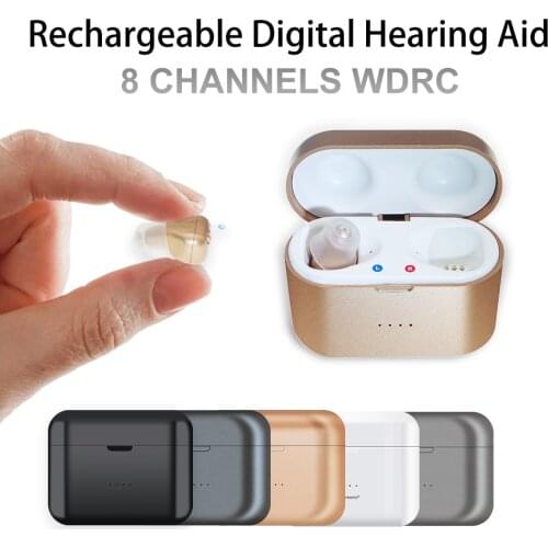 Mini Rechargeable Hearing Aid Digital SR81 Adjustable Tone Sound Amplifier 8 channels Portable Deaf Elderly digital Hearing Aid