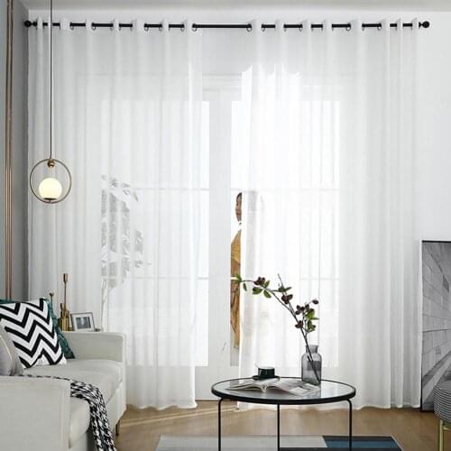 Hollow Polyester Tulle Sheer Balcony Window Curtain Bedroom Sheer Curtains Home Decor for Living Room