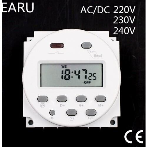 Free Shipping CN101A AC 220V 230V 240V LCD Digital Timer Programmable Time Switch
