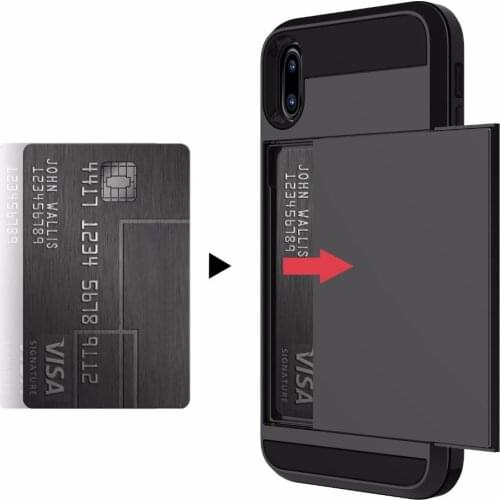 Shockproof Protective Case for iPhone X 7 8 6 6S Plus 7Plus 5S 5 SE Case Soft Rubber Hard PC Back Cover Slide Card Slot Holder