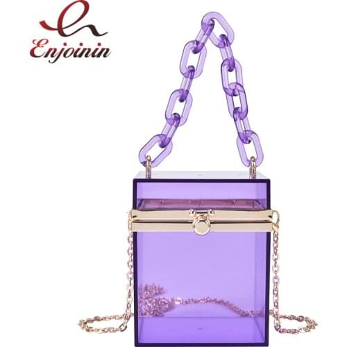Transparent Acrylic Box Chain Crossbody Bag for Women 2020 Shoulder Bag Purses and Handbags Ladies Party Clutch Bag Trend Bag