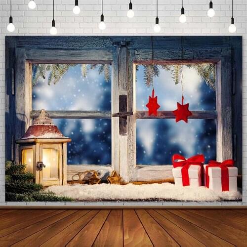 Christmas Tree Backdrop Gift Stars Window Lantern Snowflake XMAS Child Photography Background Photo Studio Photozone Decor Props