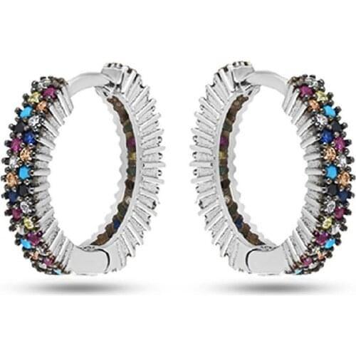 Mixed Zircon Cubic Zirconia Tamtur 925 K Silver Earrings