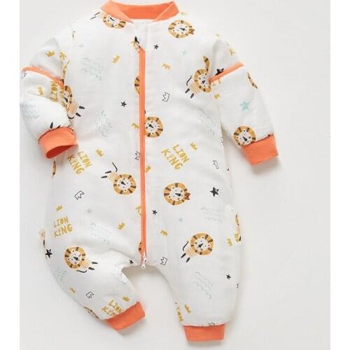 Newborn Sleeping Bag Spring Thin Cotton Split-leg with Detachable Sleeves Anti-kick Quilt Gauze Sleeping Baby Onesies Bag